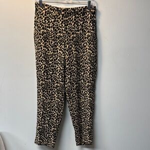 J. Crew Leopard Print Ankle Pants Size 8 Soft Flowy Pockets Trousers Workwear